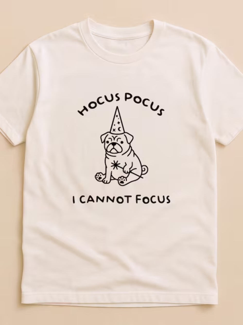 Hocus Pocus I Cannot Focus Graphic Tee, Vintage Cute Dog Shirt